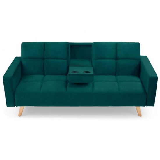 Etica Chesterfield Velvet 3 Seater Sofa Bed In Green_5