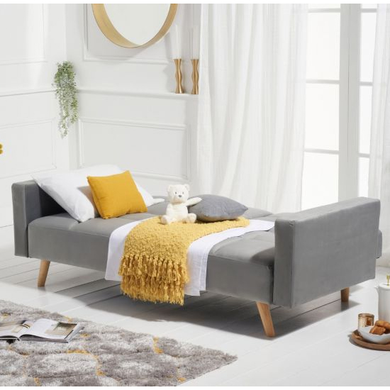 Etica Chesterfield Velvet 3 Seater Sofa Bed In Grey_3