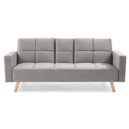 Etica Chesterfield Velvet 3 Seater Sofa Bed In Grey_5