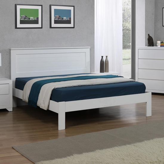 Electra Wooden King Size Bed In White Furniture in Fashion