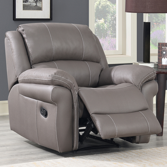 Product photograph of Etobi Leather Air Fabric Recliner Armchair In Storm Grey from Furniture in Fashion