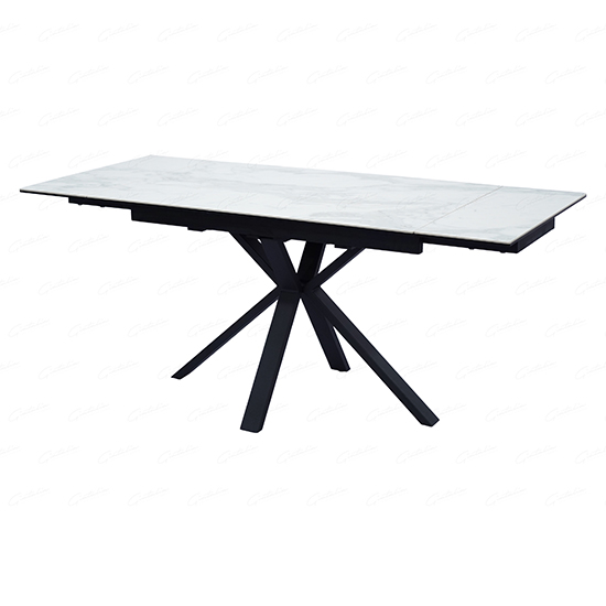 Etolin Extending Ceramic Marble Dining Table In White_2