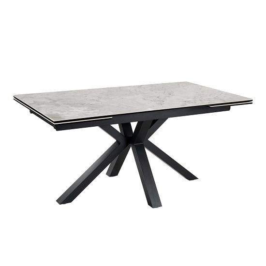 Etolin Grey Marble Effect Dining Table With Black Metal Base