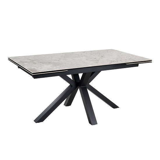 Read more about Etolin grey marble effect dining table with black metal base