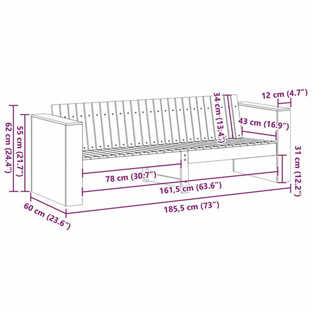 Etreno Garden Solid Wood 160cm Seating Sofa in Natural