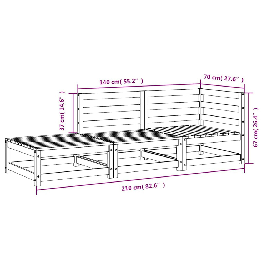 Etreno Outdoor Solid Douglas Wood Corner Seating Set in Natural