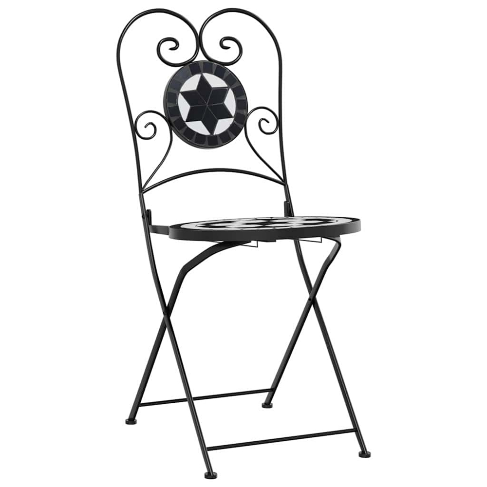 Etrix Garden Ceramic Top Bistro Set in Black and White