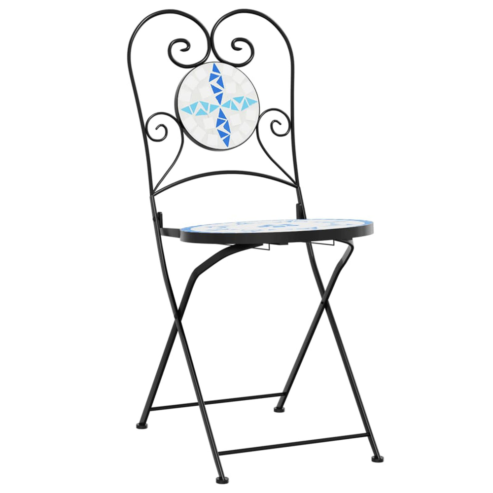 Etrix Garden Ceramic Top Bistro Set in Blue and White