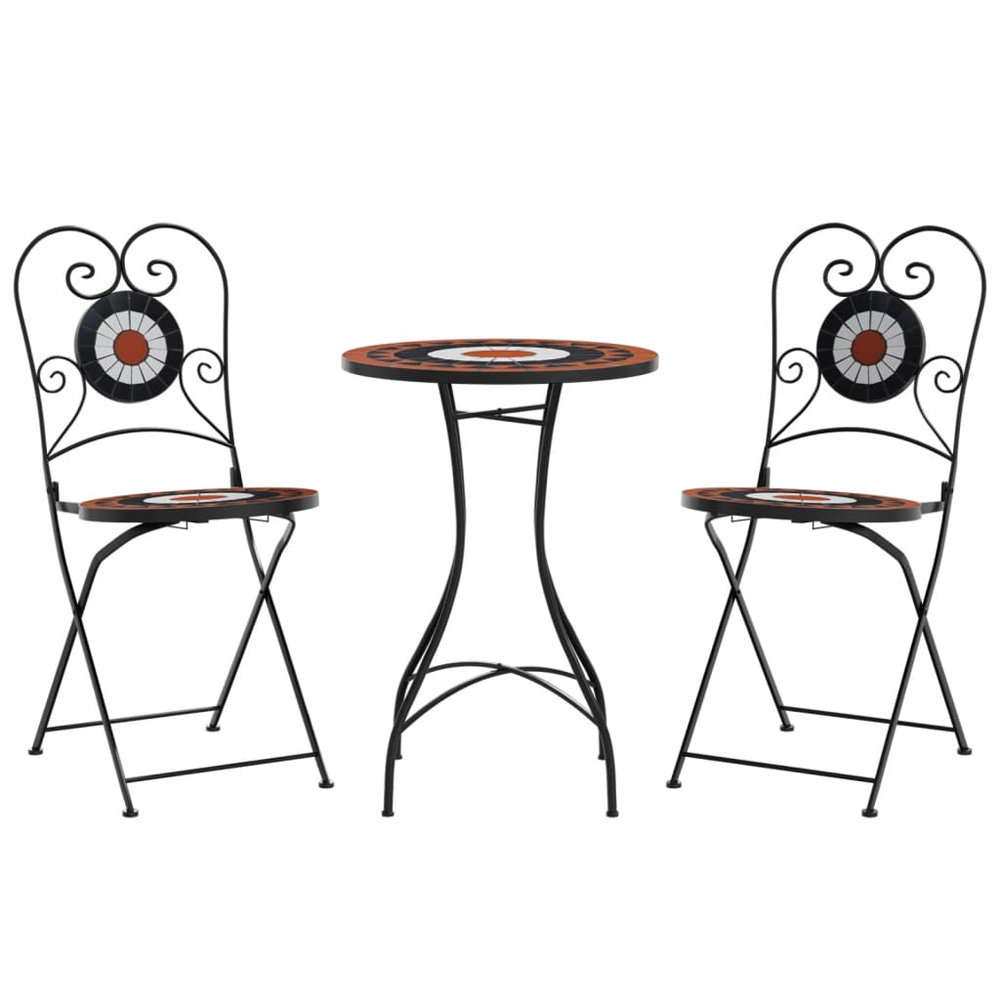 Etrix Garden Ceramic Top Bistro Set in Terracotta and Black