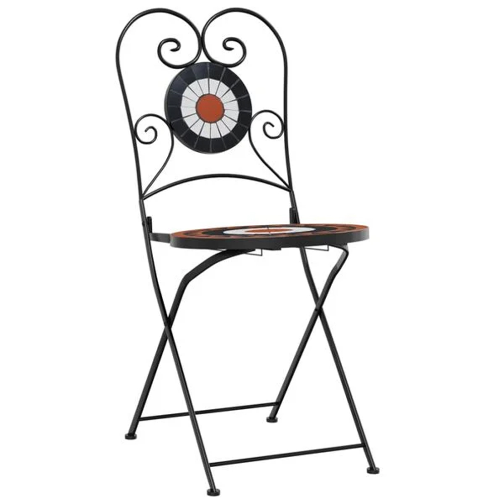 Etrix Garden Ceramic Top Bistro Set in Terracotta and Black