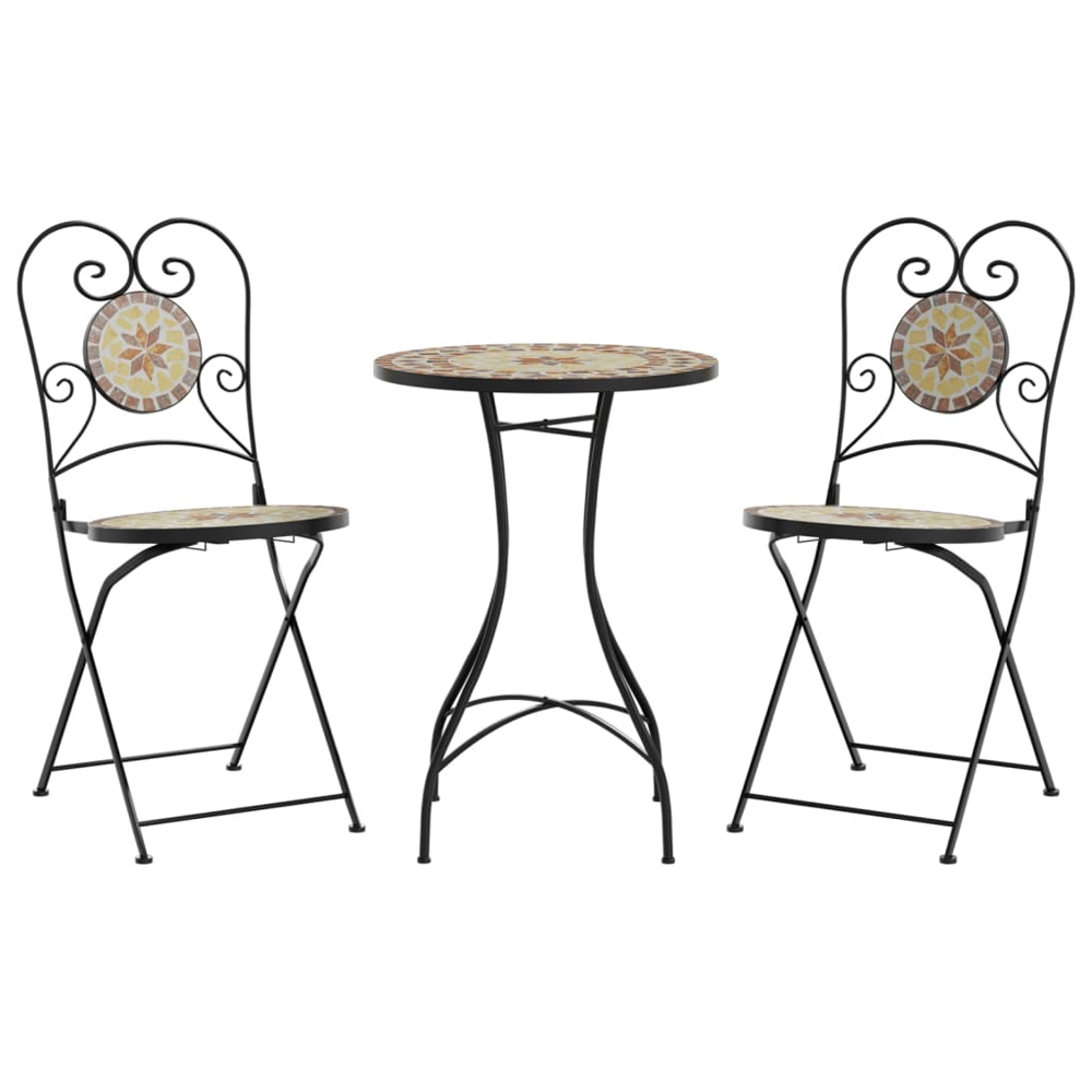 Etrix Garden Ceramic Top Bistro Set in Terracotta and White