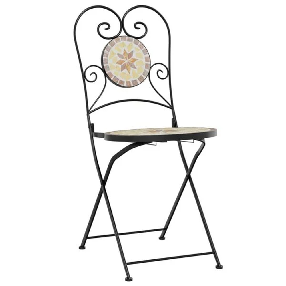 Etrix Garden Ceramic Top Bistro Set in Terracotta and White