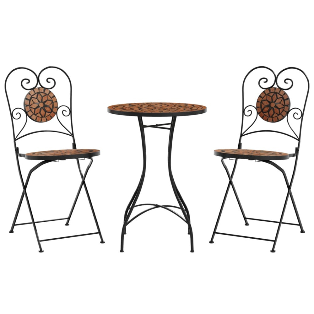 Etrix Garden Ceramic Top Bistro Set in Terracotta