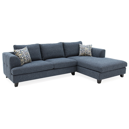 Etta Fabric Upholstered Right Corner Sofa In Blue Furniture in Fashion