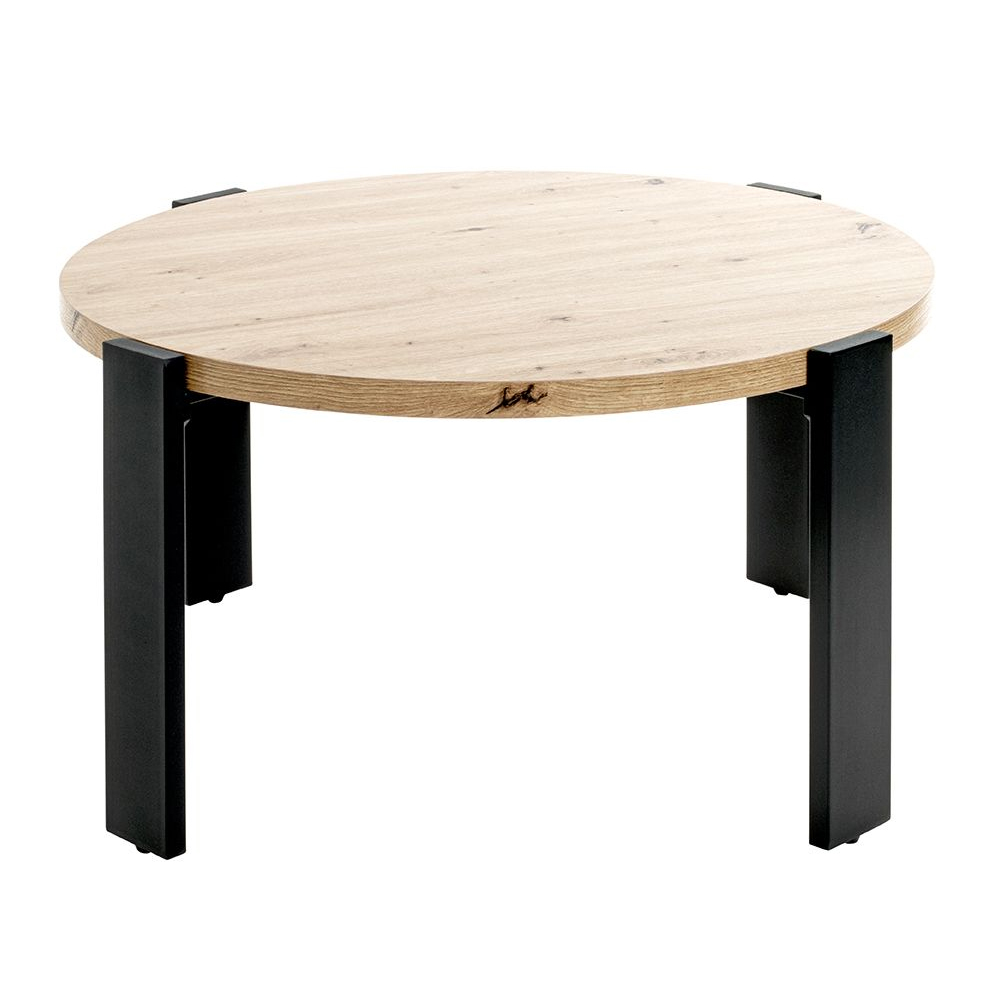 Eufaula Wooden Coffee Table With Black Metal Frame In Oak