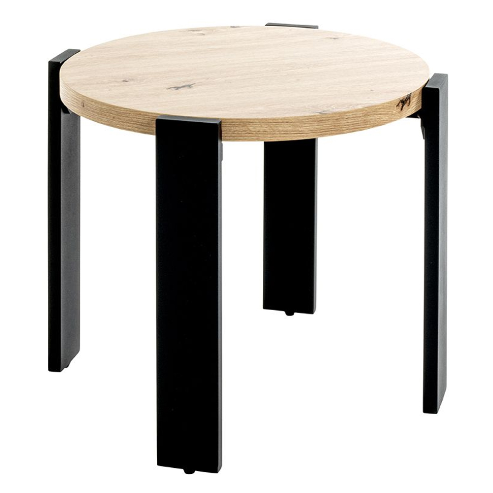 Eufaula Wooden End Table With Black Metal Frame In Oak