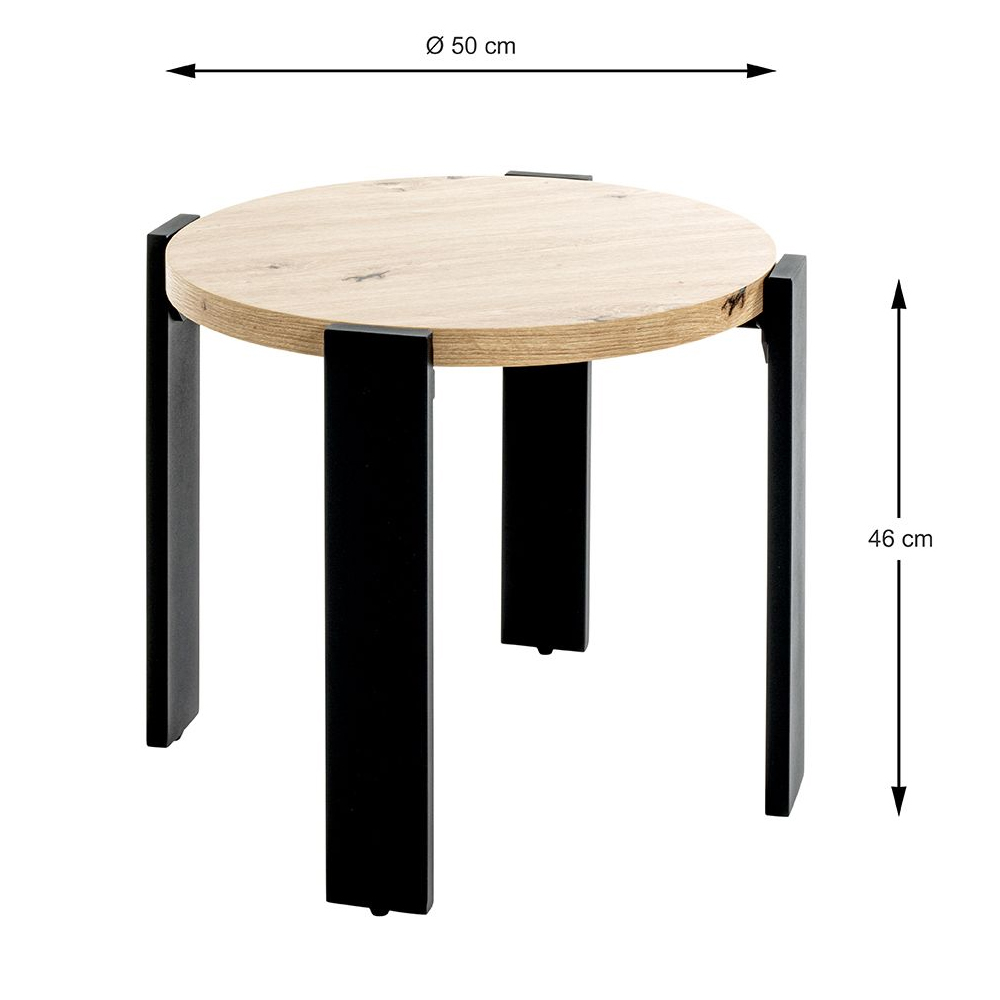 Eufaula Wooden End Table With Black Metal Frame In Oak