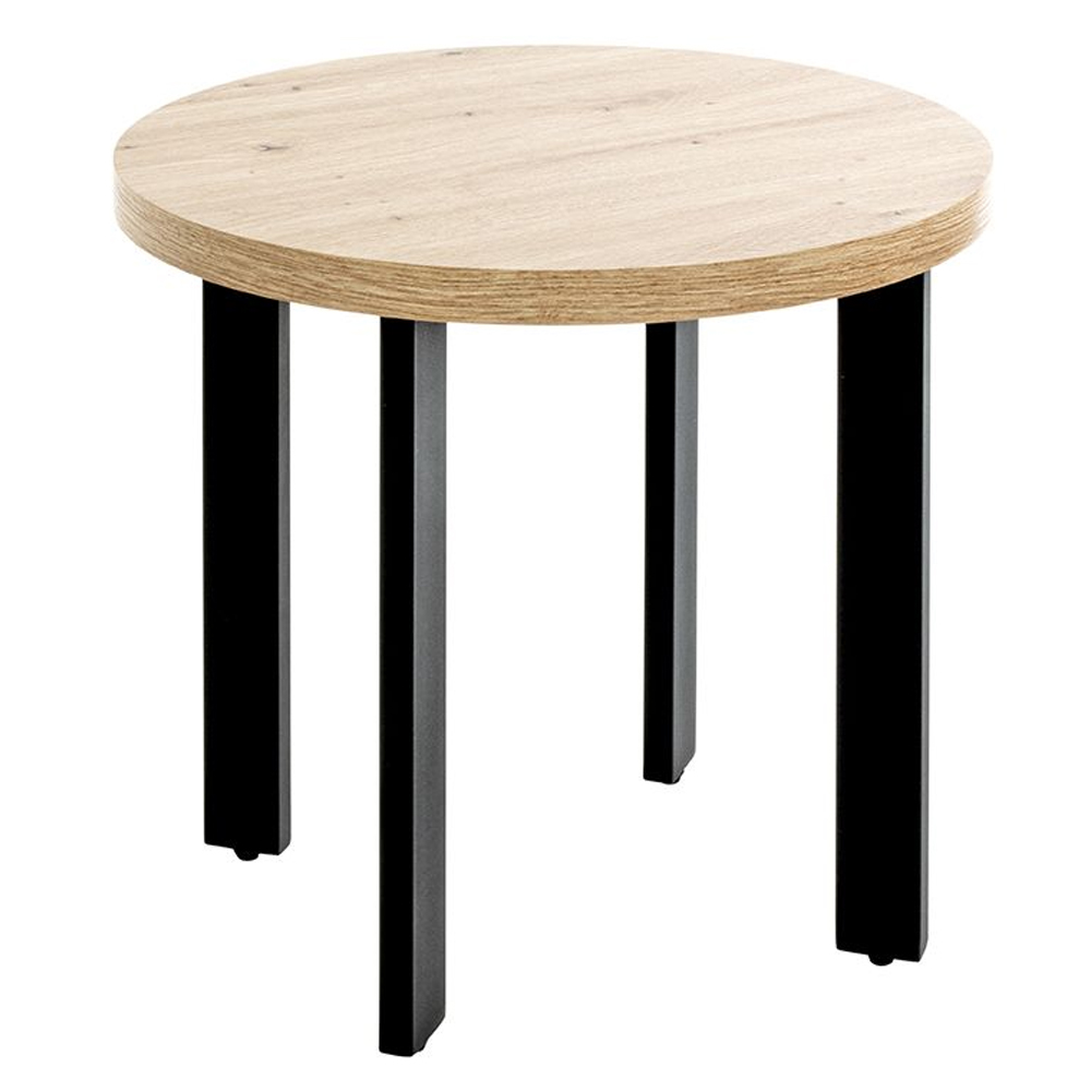Eufaula Wooden End Table With Black Metal Legs In Oak
