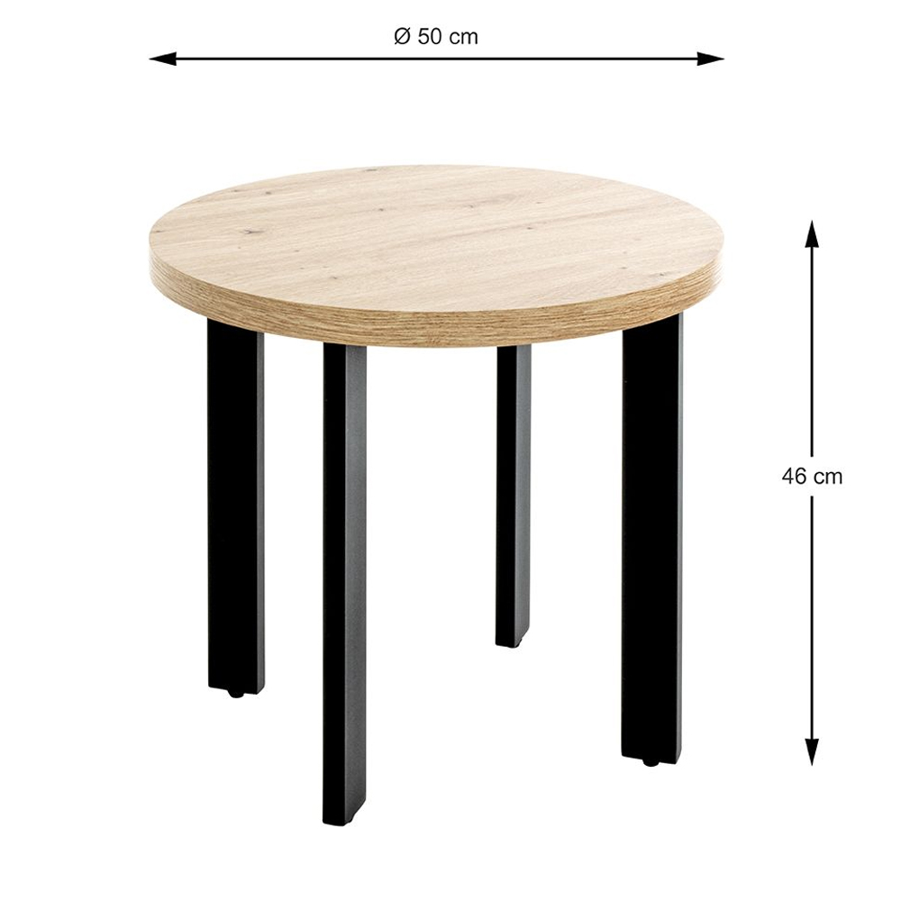Eufaula Wooden End Table With Black Metal Legs In Oak
