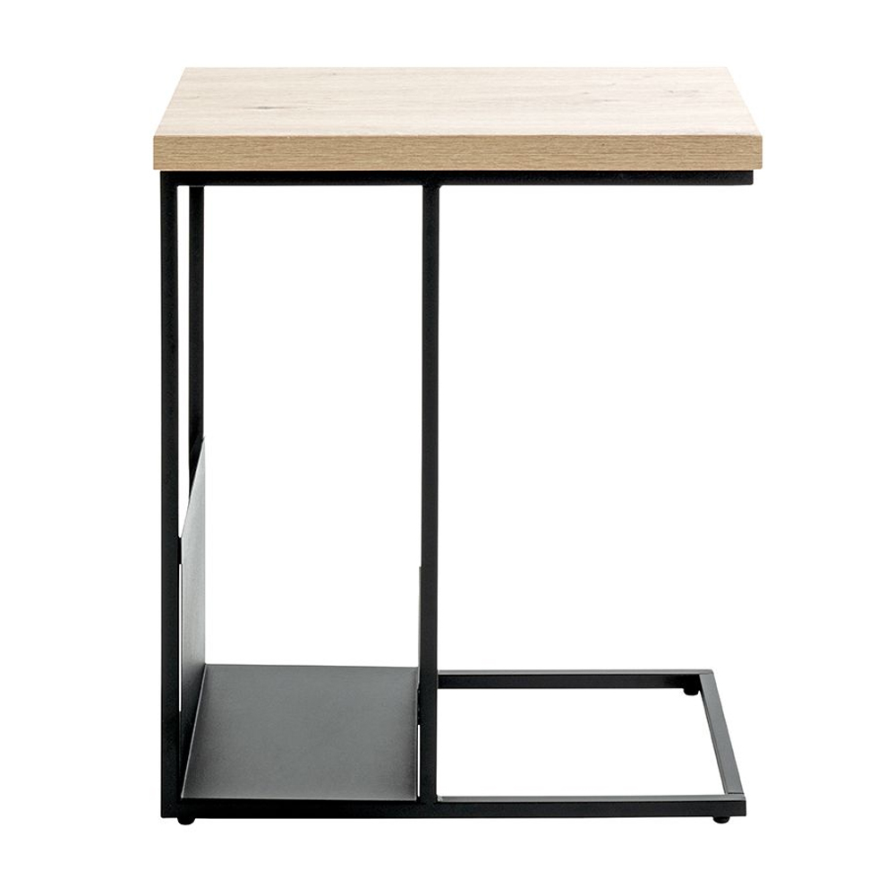 Eufaula Wooden Rectangular End Table With Black Metal Frame In Oak