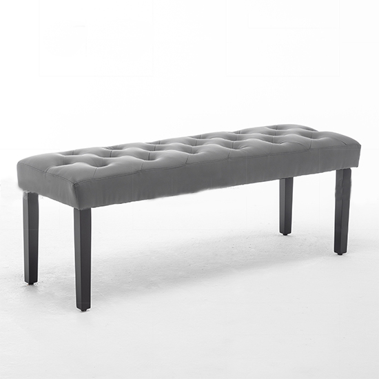 Eugene Faux Leather Dining Bench In Grey