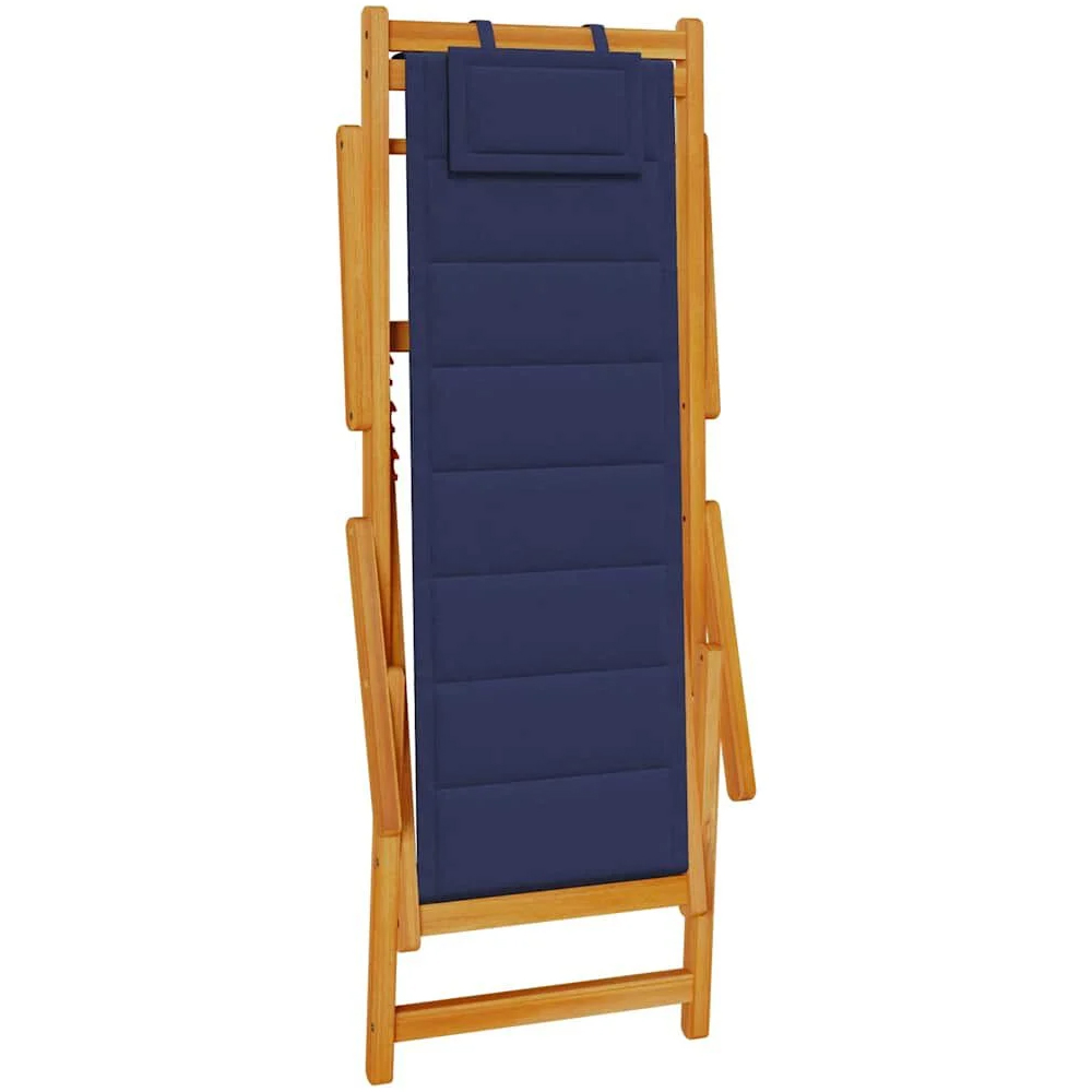 Eugene Wooden Folding Beach Chair With Blue Fabric Seat