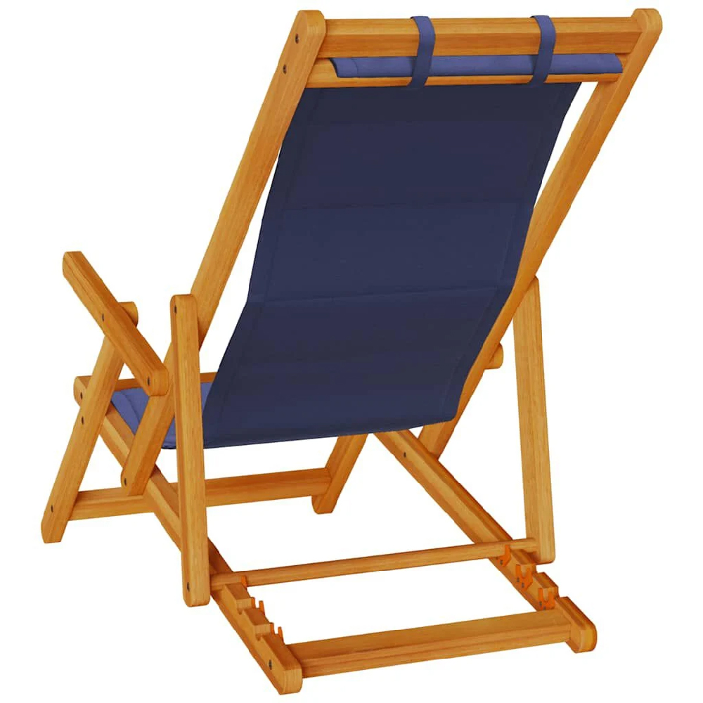 Eugene Wooden Folding Beach Chair With Blue Fabric Seat