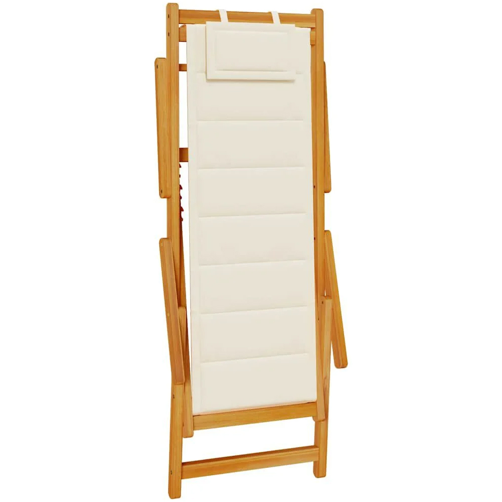Eugene Wooden Folding Beach Chair With Cream Fabric Seat