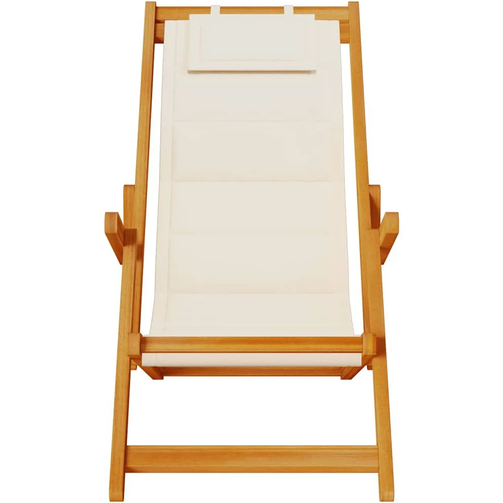 Eugene Wooden Folding Beach Chair With Cream Fabric Seat