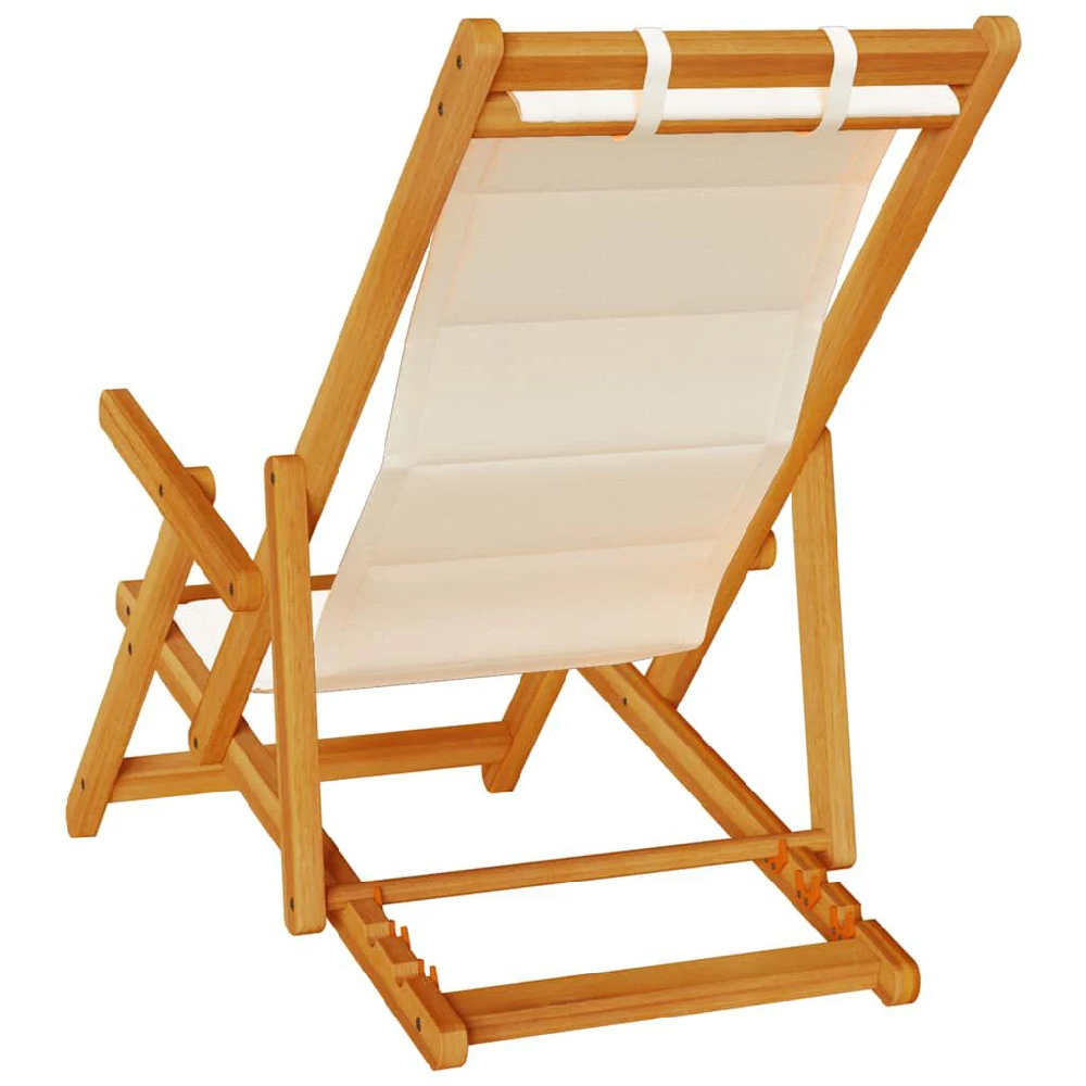 Eugene Wooden Folding Beach Chair With Cream Fabric Seat
