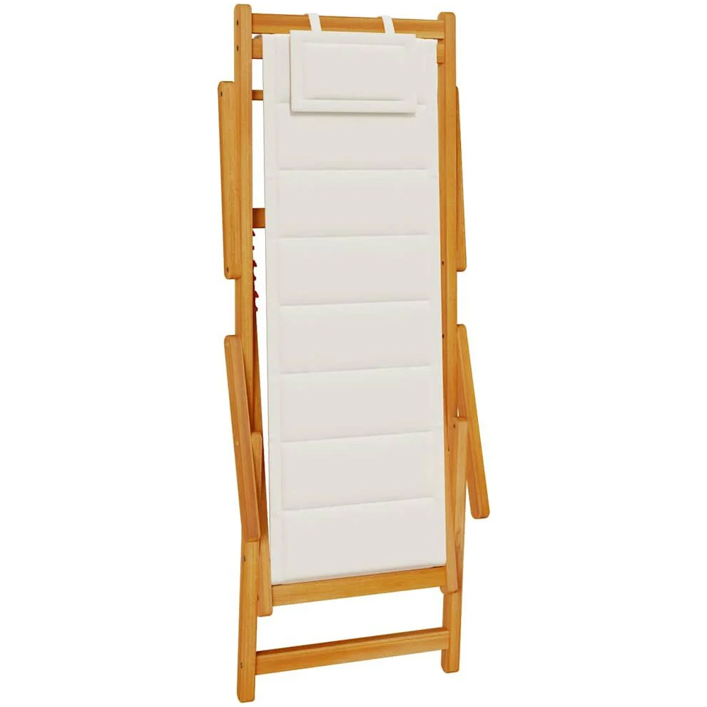 Eugene Wooden Folding Beach Chair With Light Grey Fabric Seat