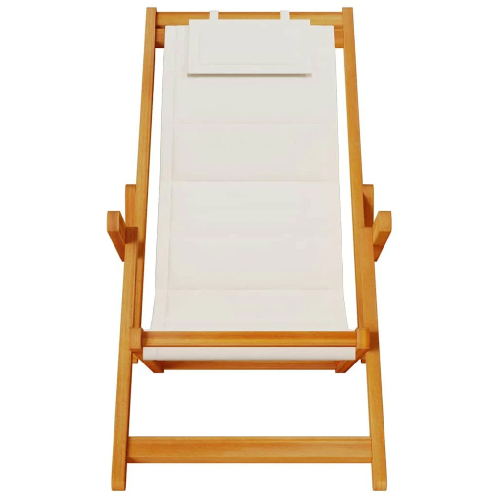 Eugene Wooden Folding Beach Chair With Light Grey Fabric Seat