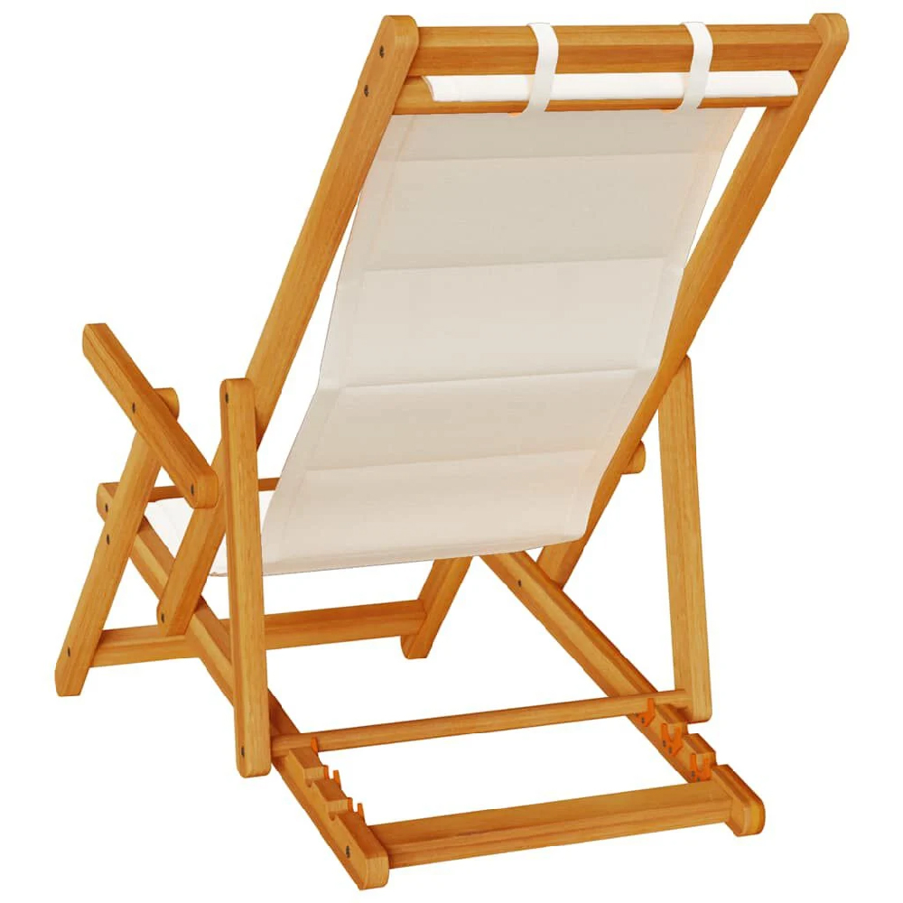 Eugene Wooden Folding Beach Chair With Light Grey Fabric Seat