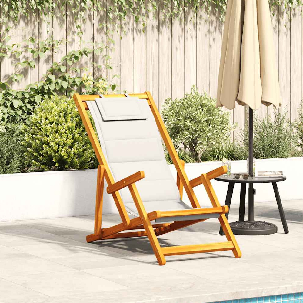 Product photograph of Eugene Wooden Folding Beach Chair With Light Grey Fabric Seat from Furniture in Fashion