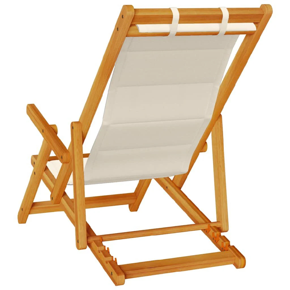 Eugene Wooden Folding Beach Chair With Taupe Fabric Seat