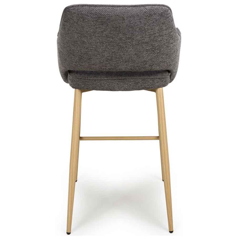 Eureka Dark Grey Fabric Bar Chairs with Oak Legs in Pair