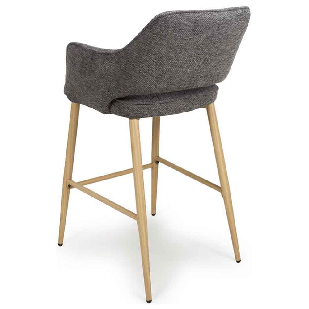 Eureka Dark Grey Fabric Bar Chairs with Oak Legs in Pair