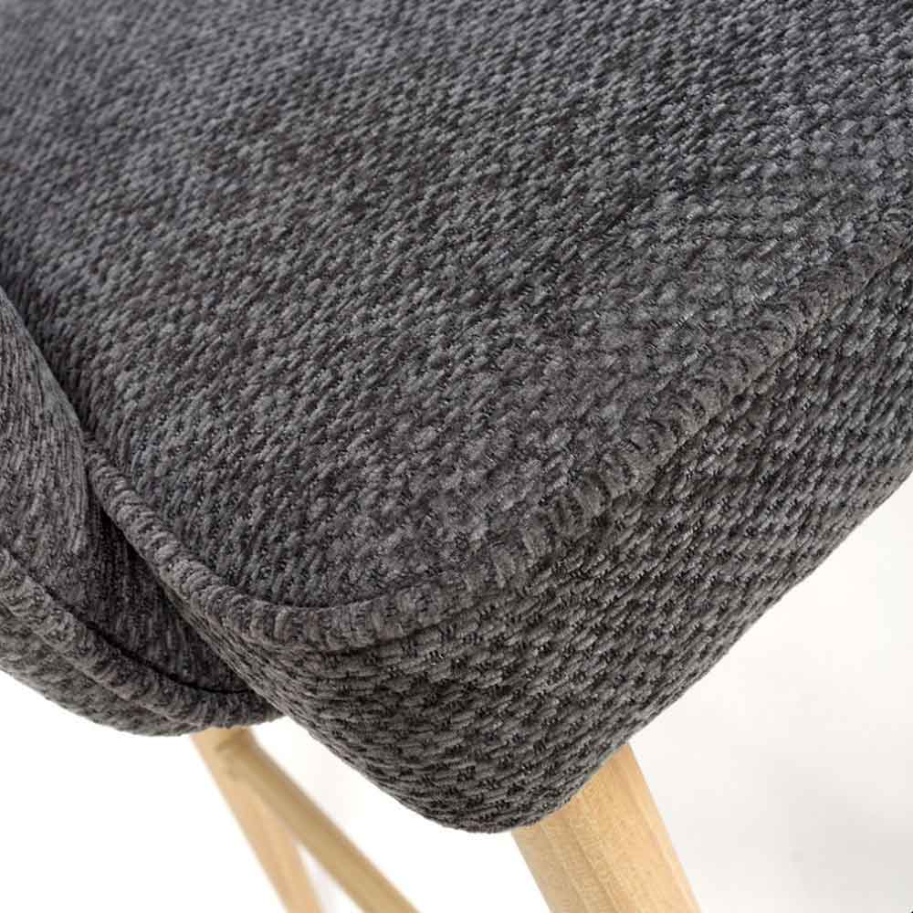 Eureka Dark Grey Fabric Bar Chairs with Oak Legs in Pair