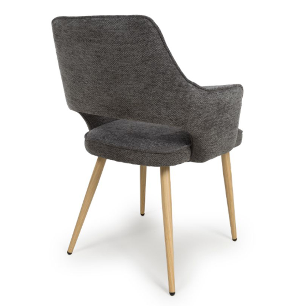Eureka Dark Grey Fabric Dining Chairs With Oak Legs In Pair