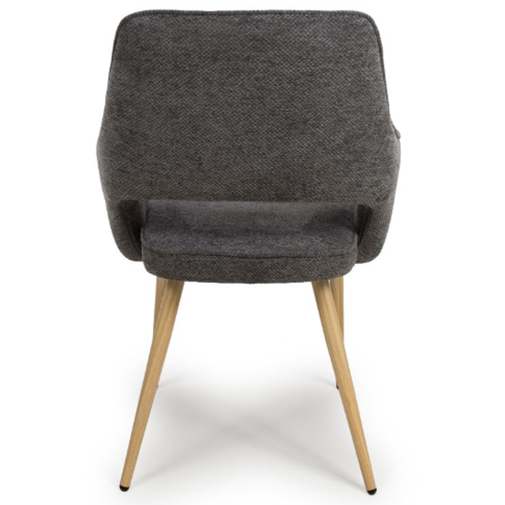Eureka Dark Grey Fabric Dining Chairs With Oak Legs In Pair