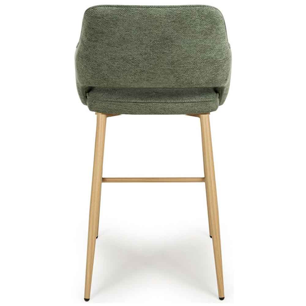 Eureka Green Fabric Bar Chairs with Oak Legs in Pair