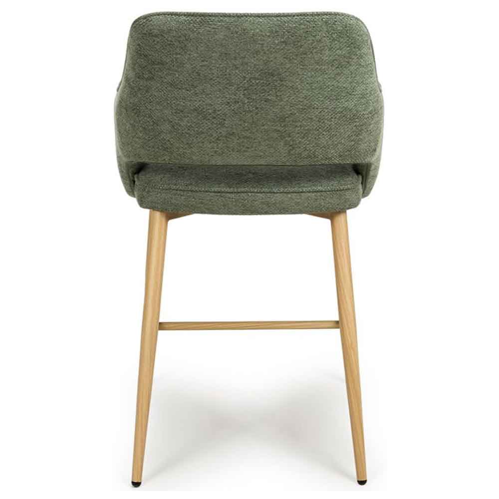 Eureka Green Fabric Counter Bar Chairs with Oak Legs in Pair