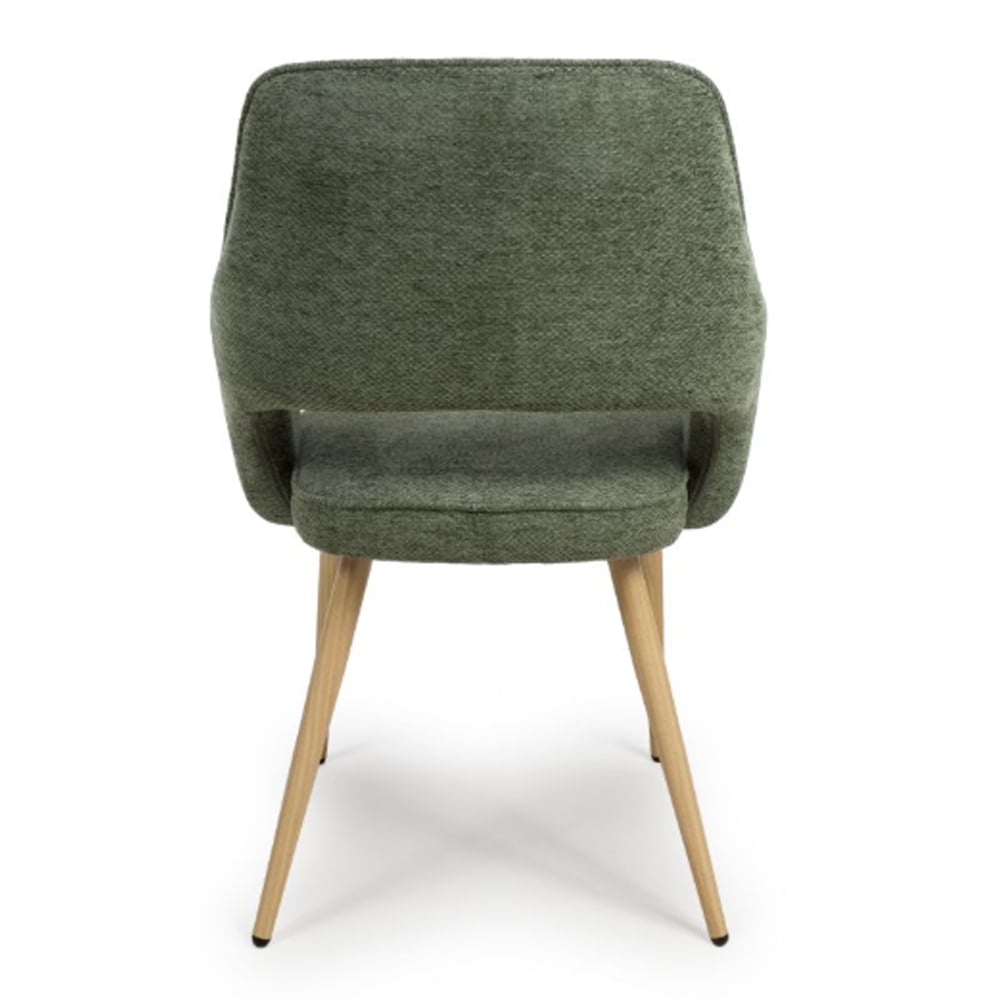 Eureka Green Fabric Dining Chairs With Oak Legs In Pair