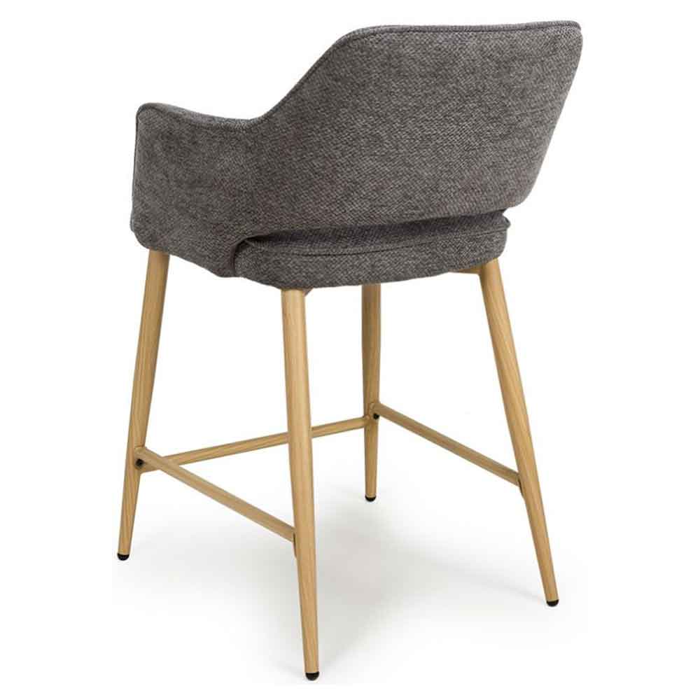 Eureka Grey Fabric Counter Bar Chairs with Oak Legs in Pair