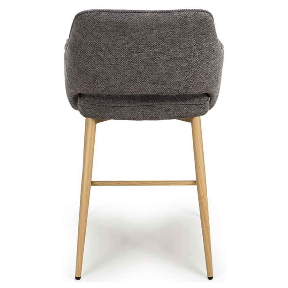 Eureka Grey Fabric Counter Bar Chairs with Oak Legs in Pair