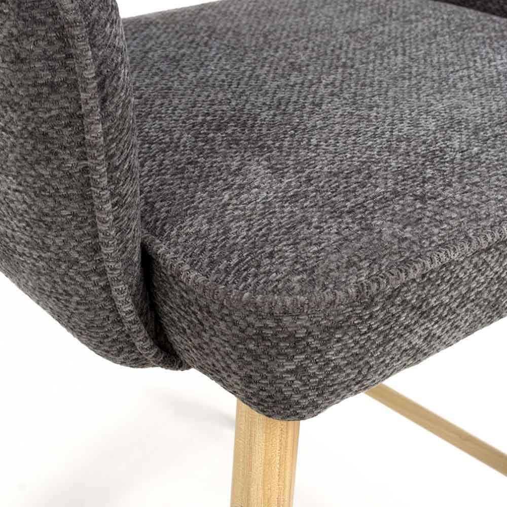 Eureka Grey Fabric Counter Bar Chairs with Oak Legs in Pair