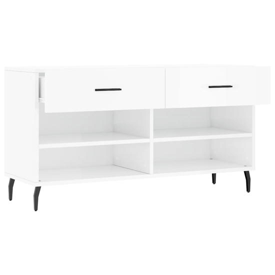 Eureka High Gloss Shoe Storage Bench 2 Drawers In White