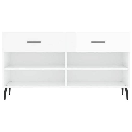 Eureka High Gloss Shoe Storage Bench 2 Drawers In White