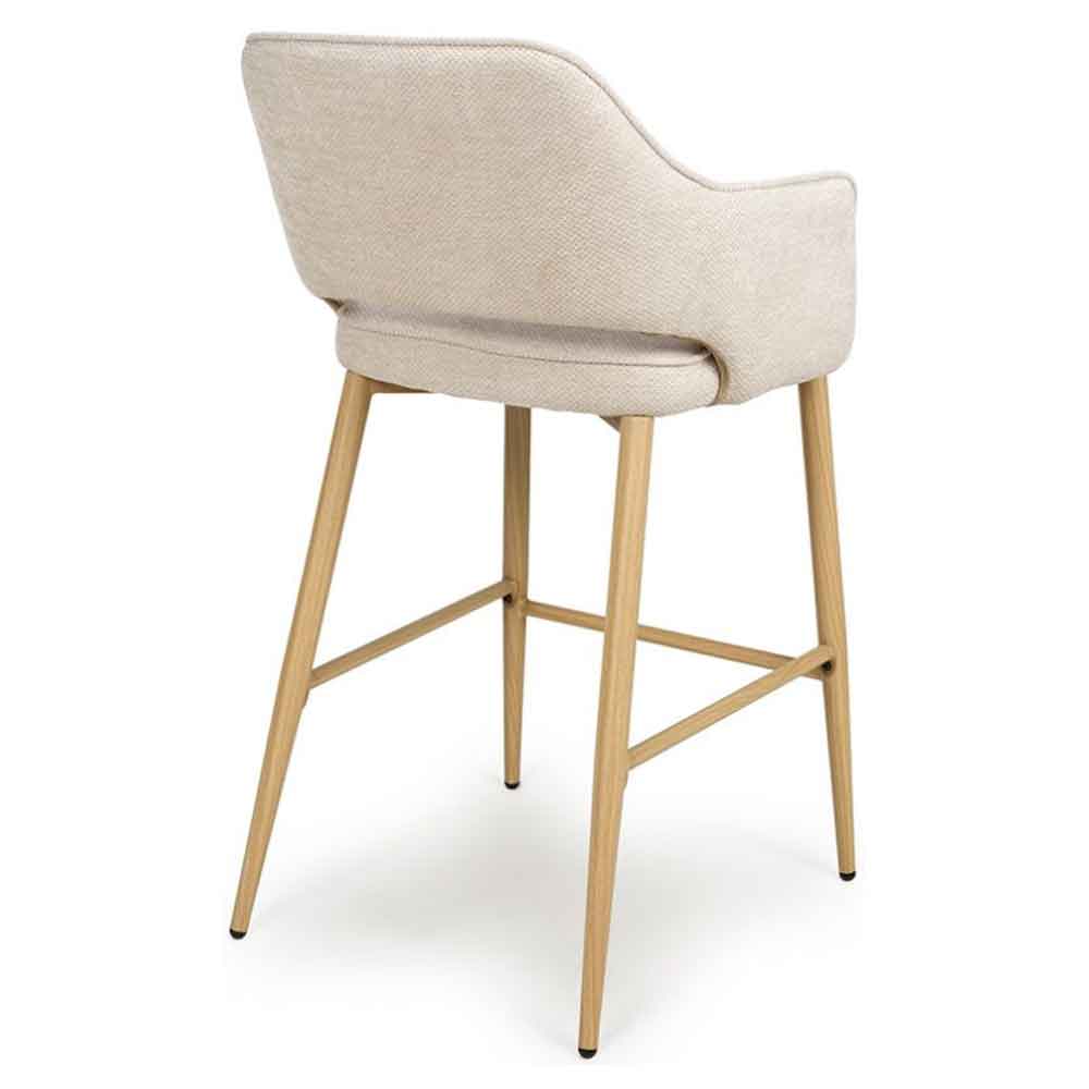 Eureka Natural Fabric Bar Chairs with Oak Legs in Pair
