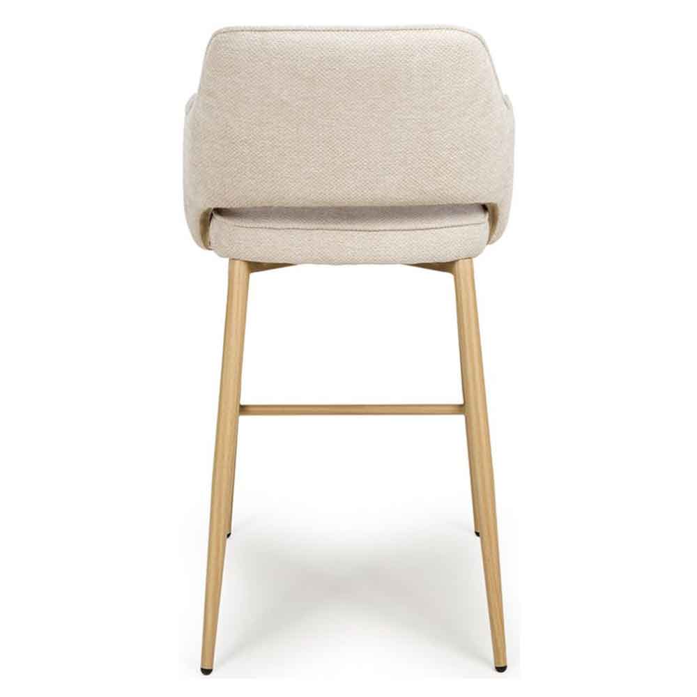 Eureka Natural Fabric Bar Chairs with Oak Legs in Pair